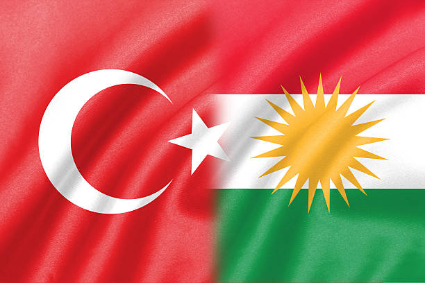 background of half turkey half  kurdistan flag